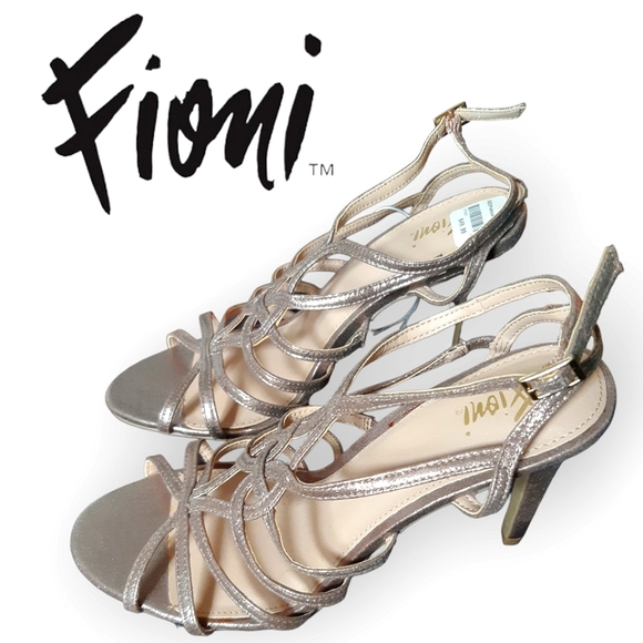 FIONI golden gladiator greek goddess buckle stiletto open toe heels Size 8.5 - Picture 4 of 12